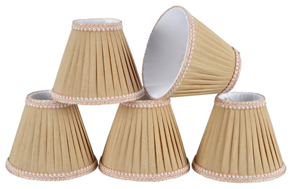 33003-5 Small Pleated Empire  Chandelier Clip On Lamp Shade Creme 3"x6"x5"