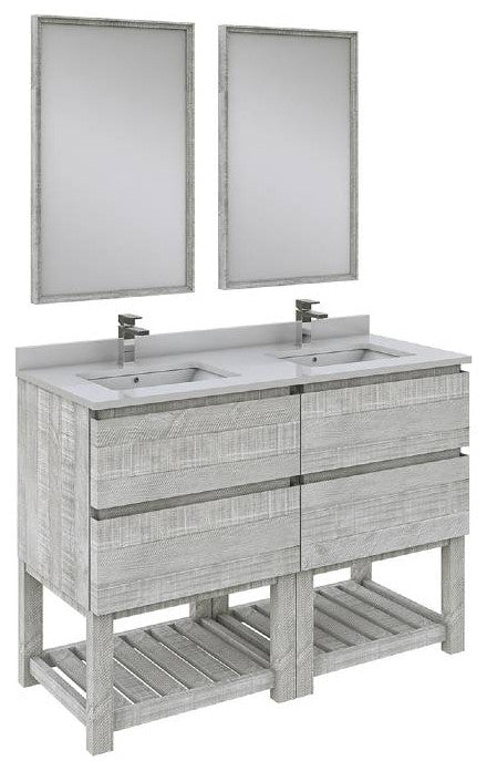 Formosa Modern 48" Ash Double Sink Vanity Set w/ Open Bottom, Faucet Fft9161ch