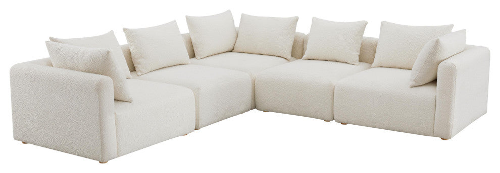 Hangover Cream Boucle 5-Piece Modular L-Sectional - Cream