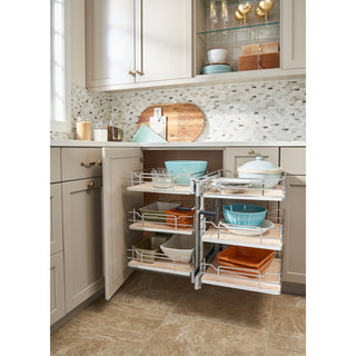 Steel 3-Tier Pull Out Solid Bottom Organizer for Blind Corner Cabinet, 18"