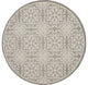 8' Gray Round Floral Power Loom Area Rug