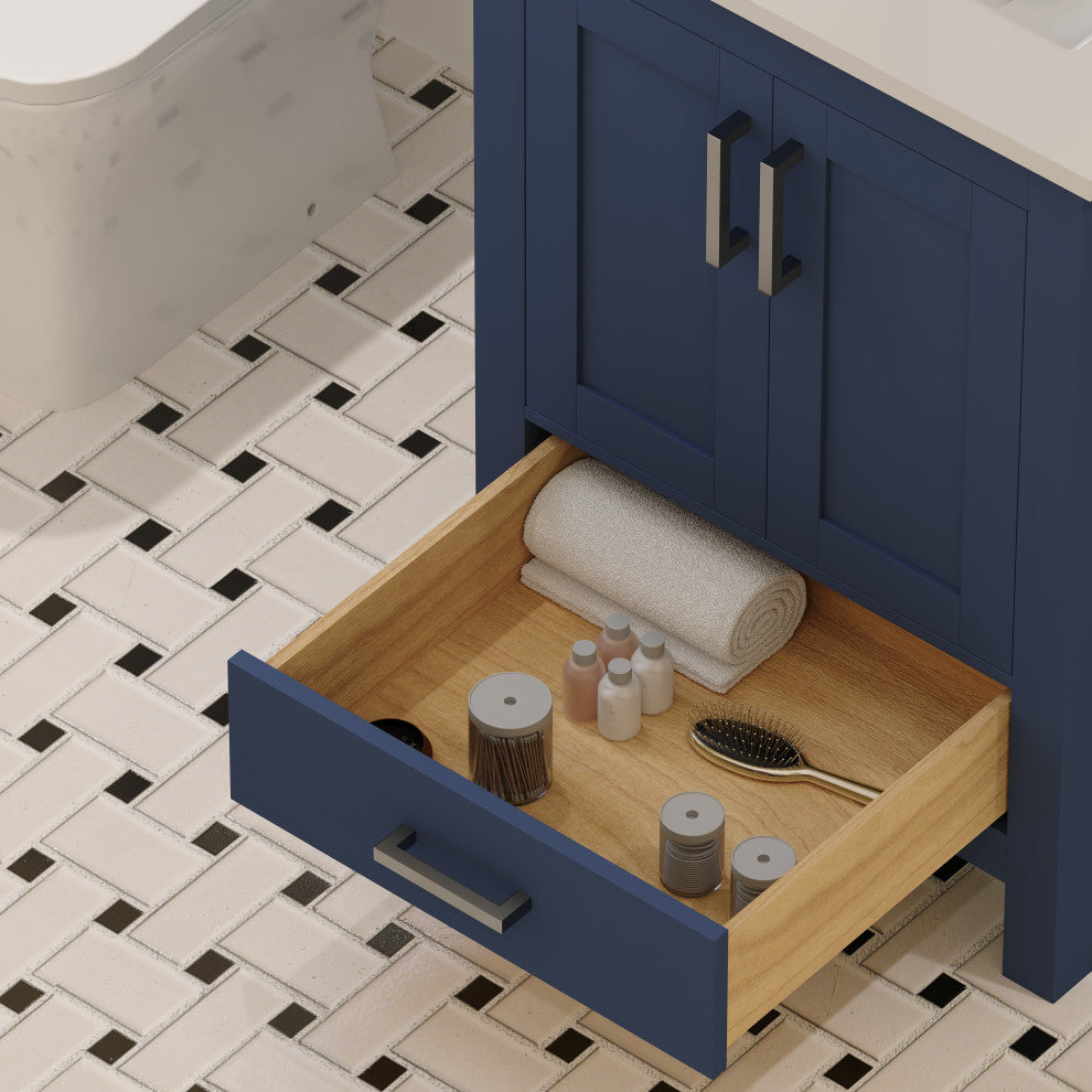 Rooh Bathroom Vanity, Navy Blue, 24", Vanity, Countertop, Sink