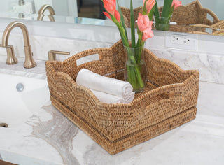 Artifacts Rattan™ Scallop Collection Shelf Basket, Honey Brown