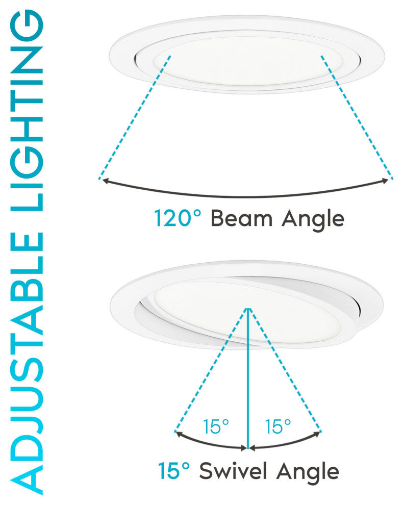 Luxrite 6" Gimbal LED Recessed Light 5 CCT 15W 1400LM Dimmable