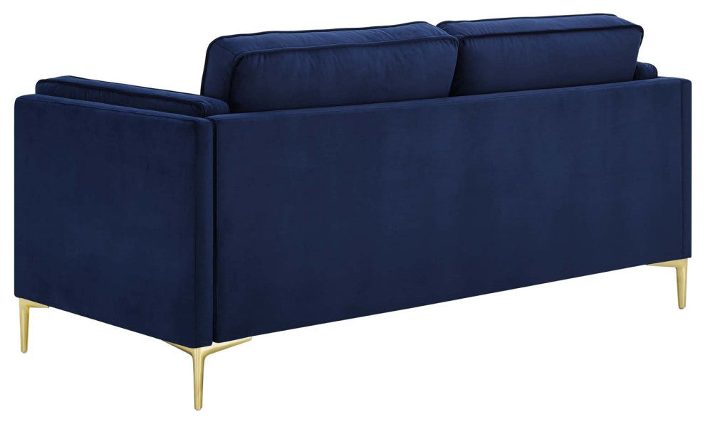 Sofa, Velvet, Dark Blue, Modern, Living Lounge Room Hotel Lobby Hospitality