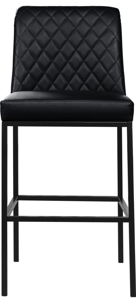 Bryce Faux Leather Upholstered Bar Stool, Set of 2, Black