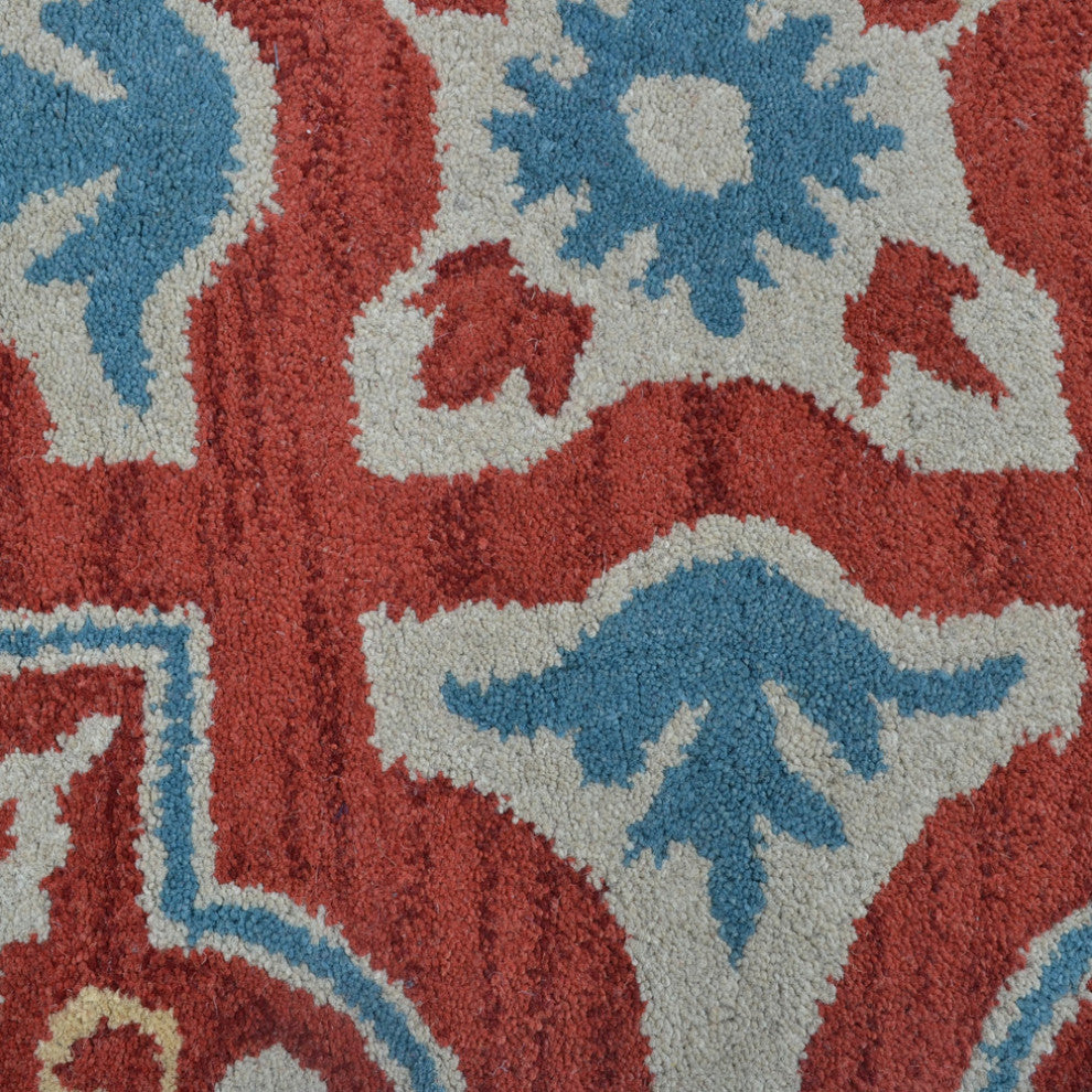 HAND TUFTED WOOL ECO-FRIENDLY AREA RUGS - Runner,Red Beige,Floral