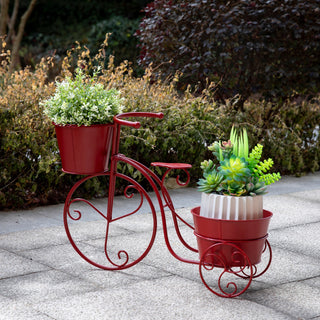 21.5"L Metal Bicycle Plant Stand, Red