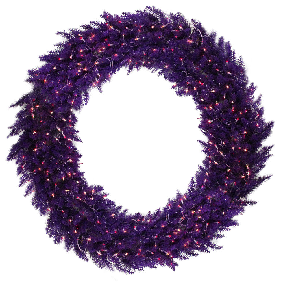 5' Pre-Lit Ashley Spruce Christmas Wreath, Purple