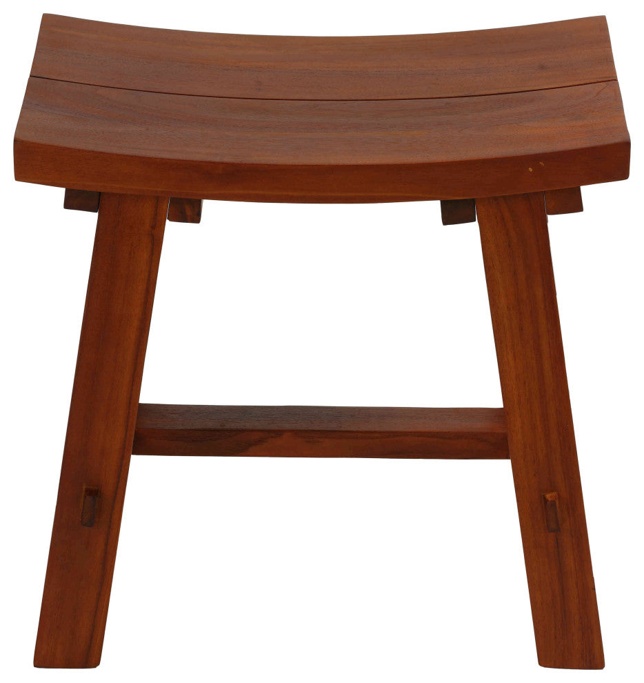 Dorsey Accent Stool With Curved Seat, Teak