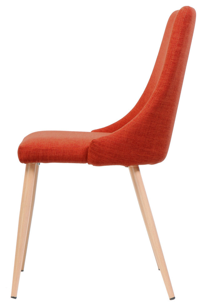 GDF Studio Soloman Fabric Dining Chairs With Wood Finished Legs, Set of 2, Muted Orange
