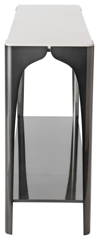 Cove Marble Top Console Table Ink Finish