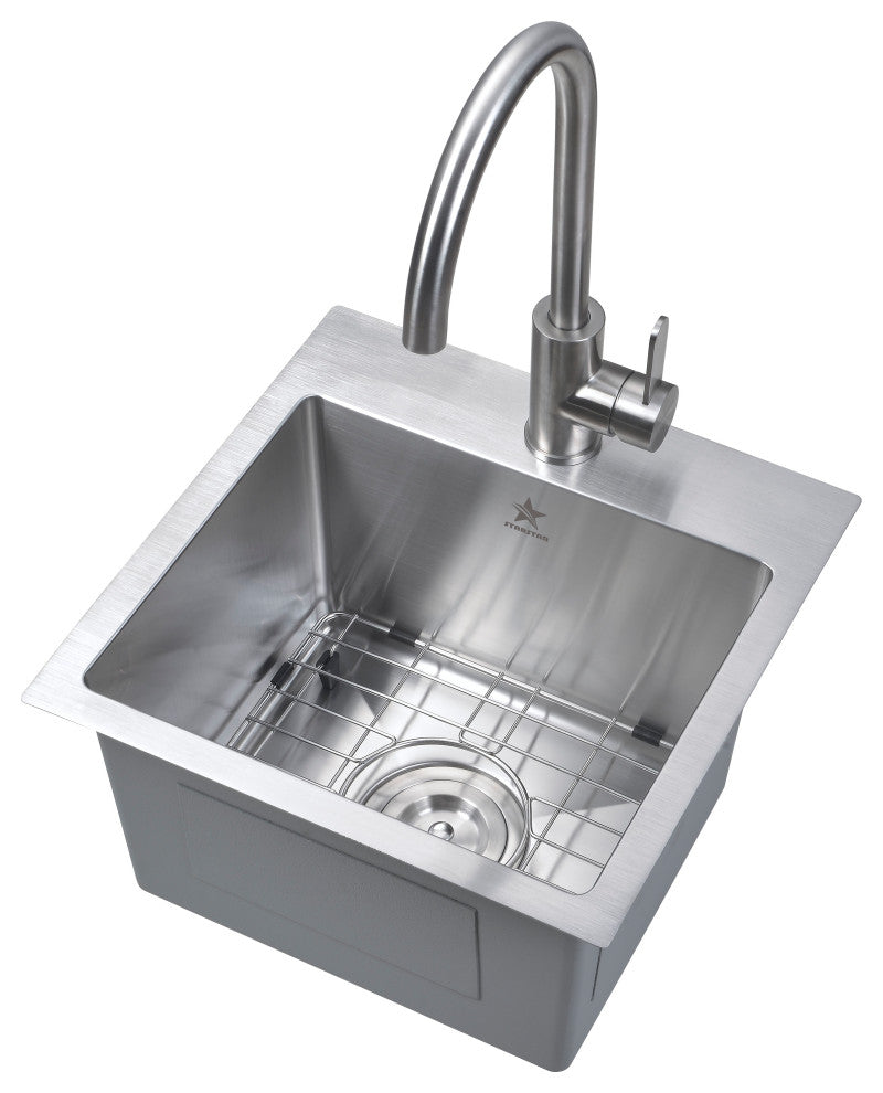 Drop-in Topmount 304 Stainless Steel, Single Bowl, 15x15x9, With Grid
