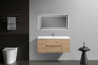 Wall-Mount Vanity with Sink Top Oak Finish, 48"