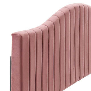 Brielle Channel Tufted Performance Velvet Twin Headboard-Dusty Rose