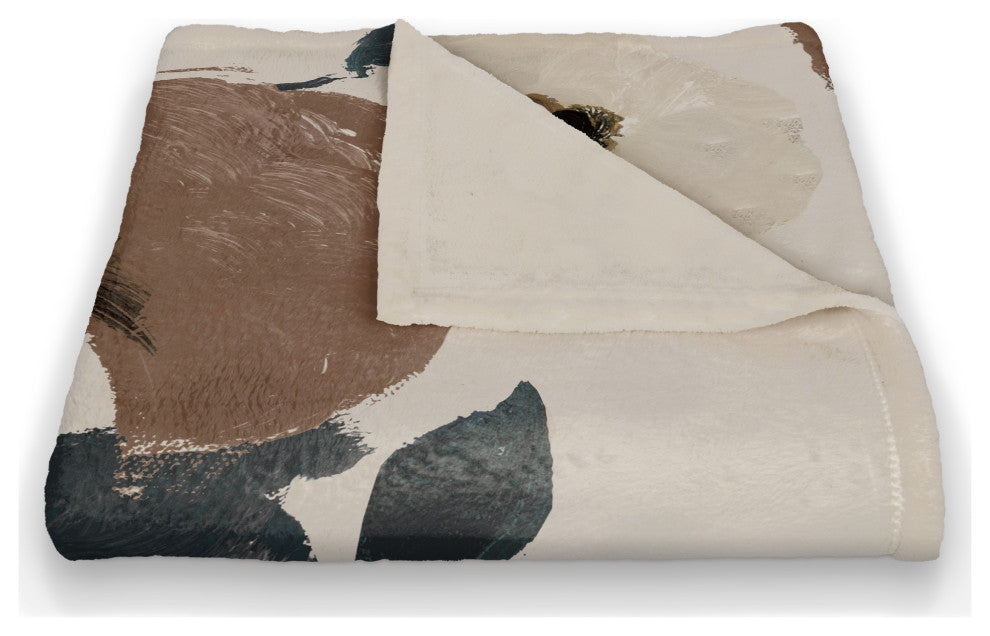 Rust and Cream Floral 50x60 Coral Fleece Blanket