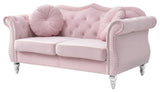 Hollywood Velvet Tufted Loveseat, Pink