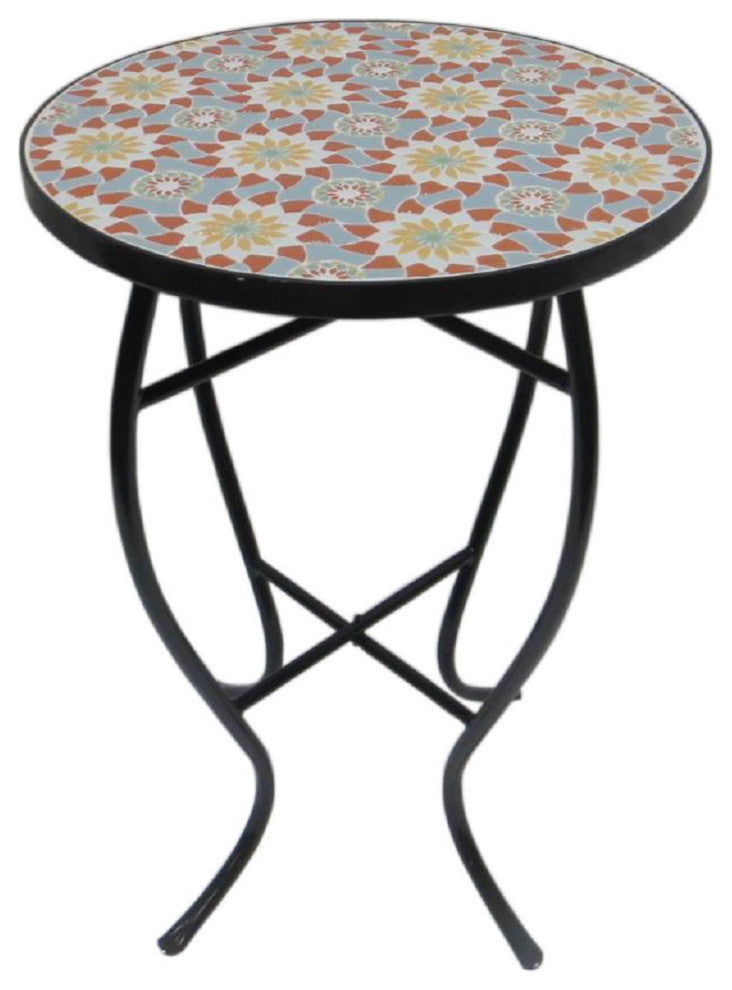 Mosaic Art Collection Accent Table, Floral, Single Table