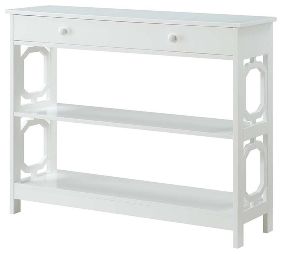 Convenience Concepts Omega Storage Console Table in White Wood Finish