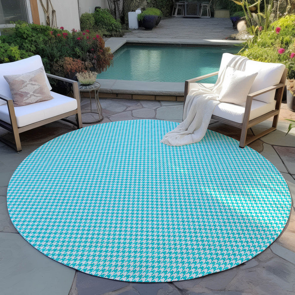 Indoor/Outdoor Hinton HN1 Aqua Machine Washable 6' x 6' Rug