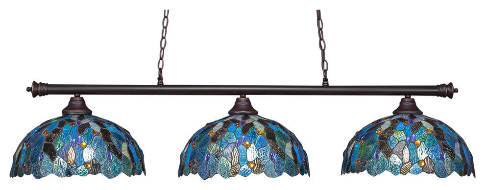 Oxford 3-Light Bar, Dark Granite/Blue Mosaic Art