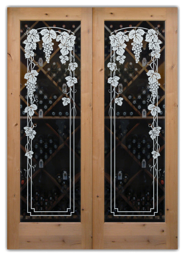 Wine Door - Vineyard Grapes Trellis - Primed - 28" x 84" - Knob on Left -...