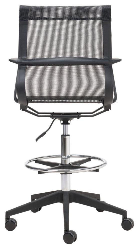 Computer Work Desk Chair, Fabric, Steel, Black, Chrome, Home Business Office