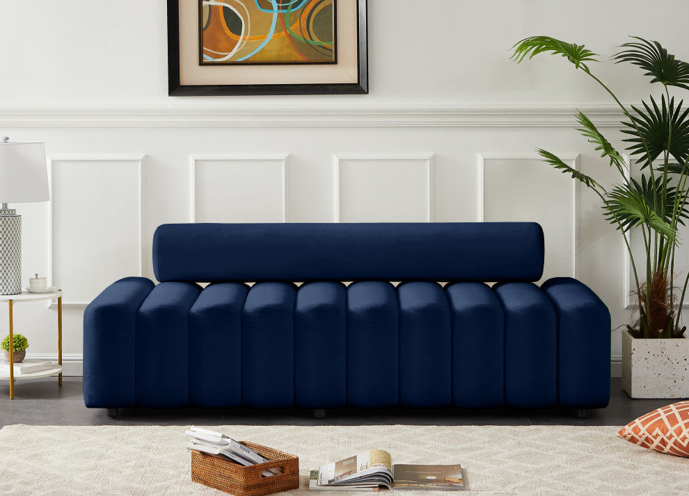 Melody Velvet Upholstered Chair, Navy, Sofa
