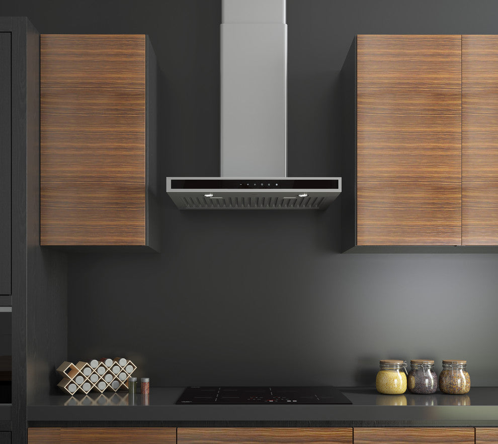 Wall-Mounted Rectangular Range Hood with Night Light, 30"