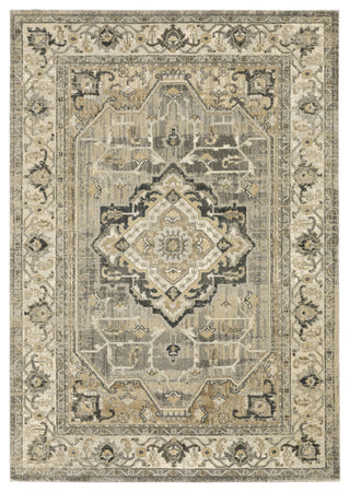 Fleming Vintage Medallion Beige and  Grey Area Rug, 7'10"x10'10"