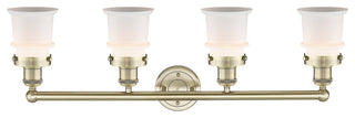 Canton 4-Light 32" Bath Vanity Light, Antique Brass Finish, Matte White Shade