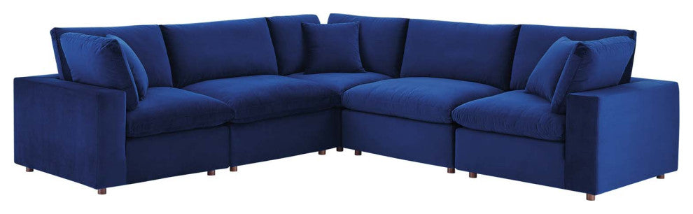 Sectional Sofa Set, Velvet, Blue Navy, Modern, Living Lounge Hotel Hospitality