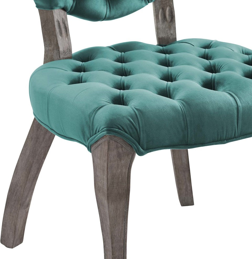 Exhibit French Vintage Dining Performance Velvet Side Chair, Teal