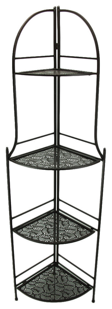4 Tier Brown Metal Decorative Corner Rack Display Shelf 61 inch