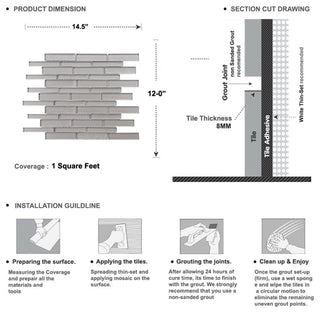 Modket Taupe Gray Glass Texture Blend Mosaic Tile Wall Backsplash TDH504MG