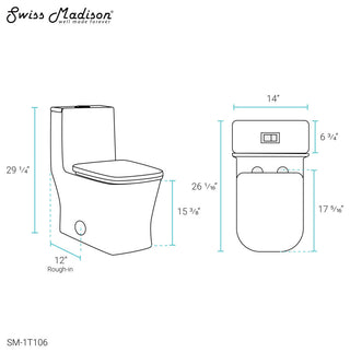Concorde One-Piece Square Toilet Dual Flush 0.8/1.28 GPF, Glossy White