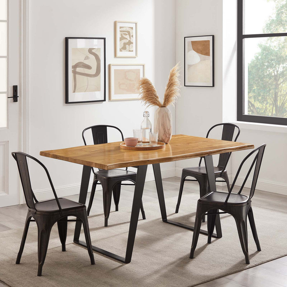 Viggo 60" Live Edge Acacia Wood Acacia Wood Dining Table - Black Natural