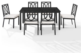 Crosley Furniture Chambers 7-Piece Steel Metal Outdoor Dining Set in Cream/Black