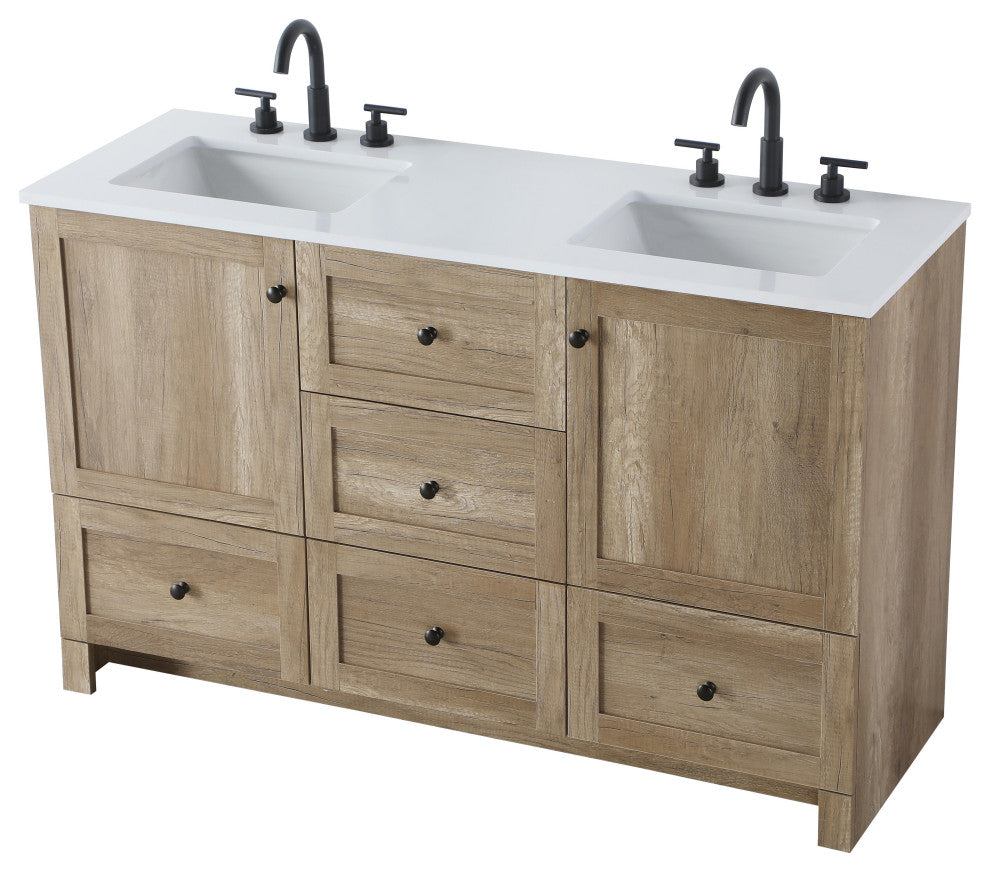 Home Living 54" Double Bathroom Vanity, Natural Oak