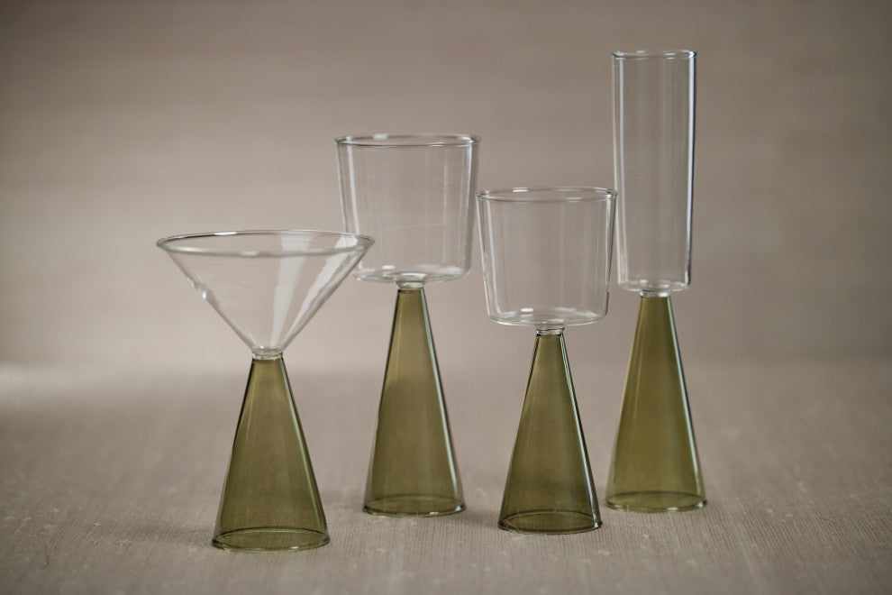 Viterbo Martini Glasses, Green, Set of 4