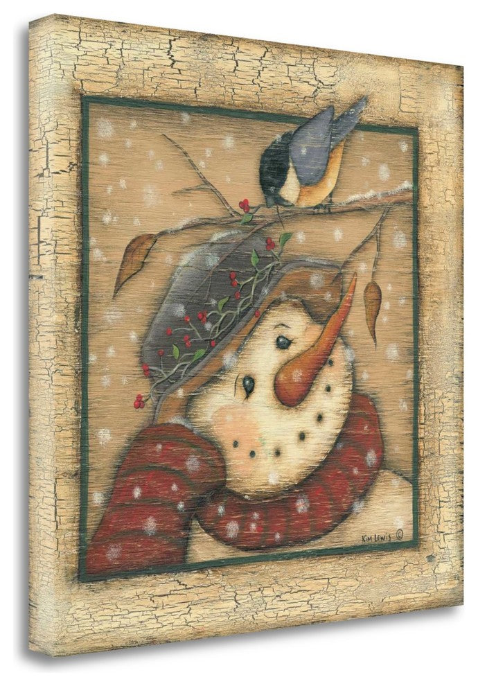 "Snowman I" By Kim Lewis, Giclee Print on Gallery Wrap Canvas, Ready to Hang
