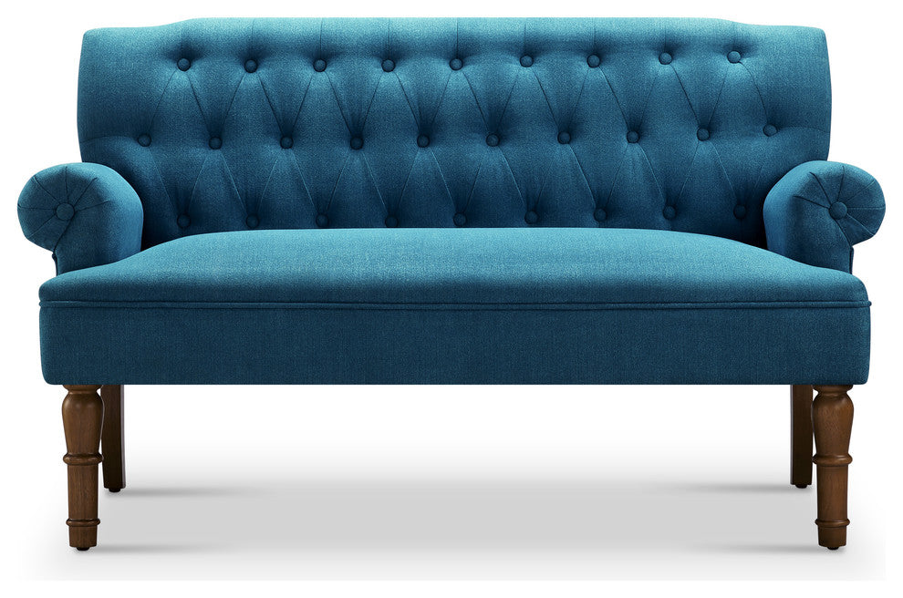 Hermosa Upholstered Settee, Blue, Velvet