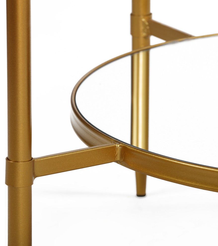 Cortesi Home Johan Square Glass End Table With Mirror Shelf