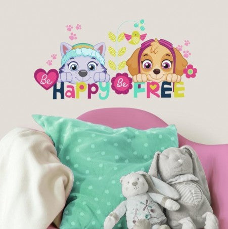 Paw Patrol Skye and Everest Be Happy Quote Peel and Stick Wall Decals, 8-Piece