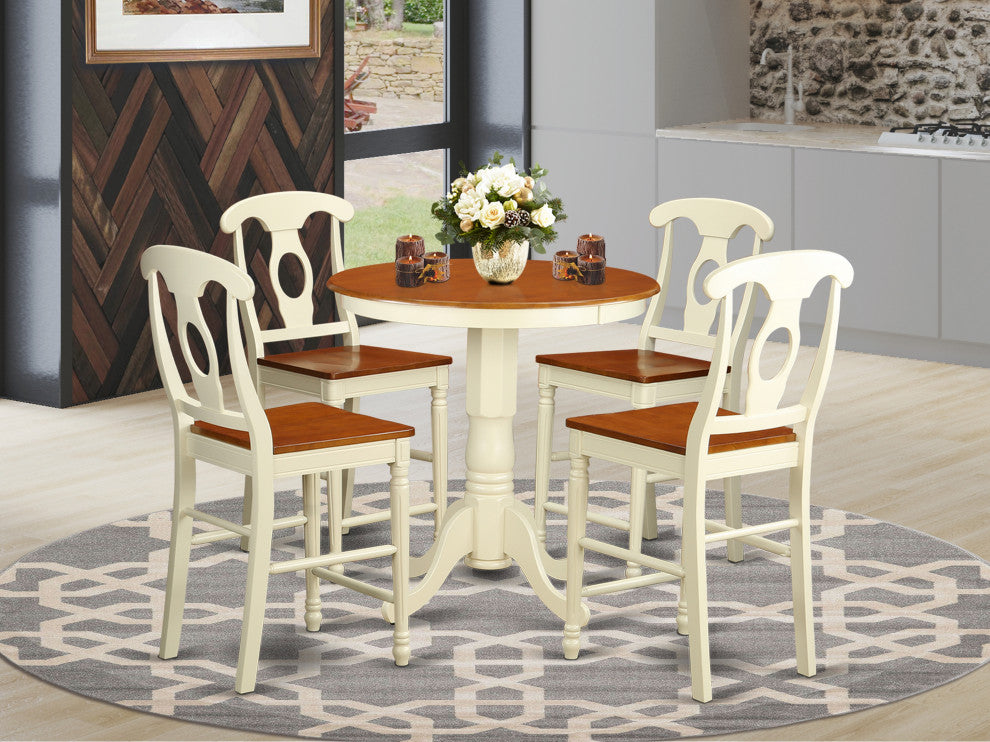 5 Pc Counter Height Table And Chair Set - Dining Table And 4 Kitchen Bar Stool