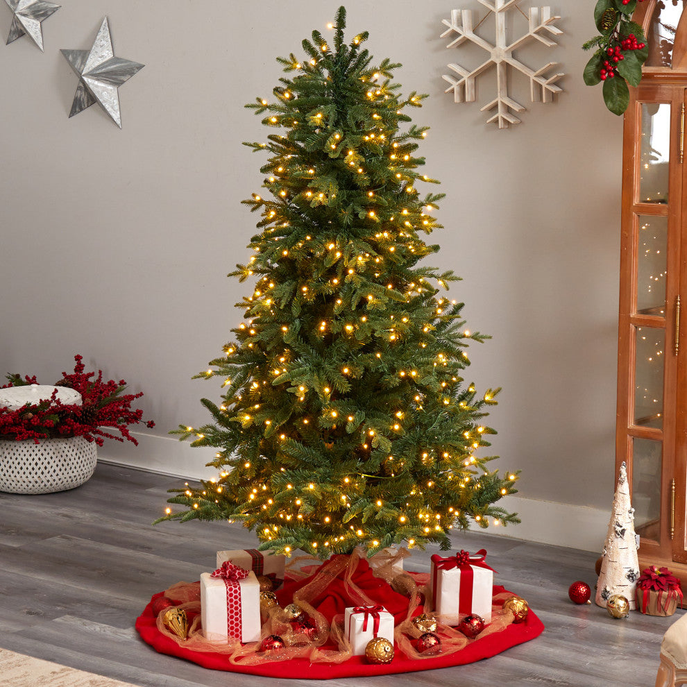 6' Montreal Spruce Artificial Christmas Tree With 450 Warm White LED Lights