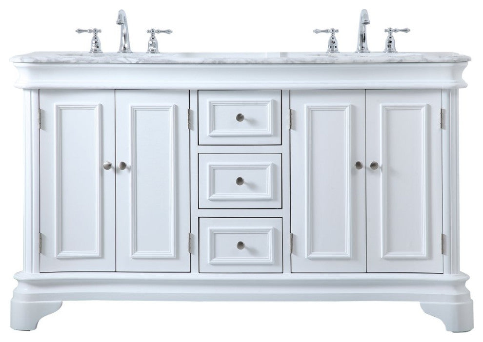 Elegant VF52060DWH 60"Double Bathroom Vanity Set, White