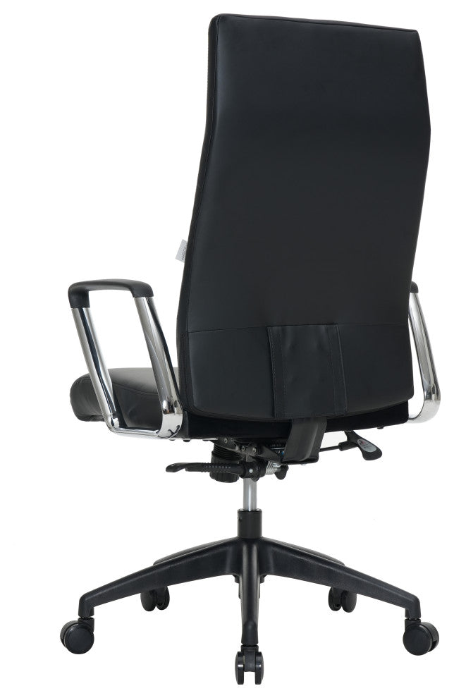 LeisureMod Hilton Modern High Back Leather Conference Office Chair, Black