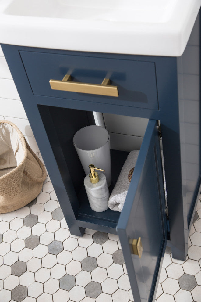 Water Creation Mia 18" Single Vanity With Single Door, Monarch Blue