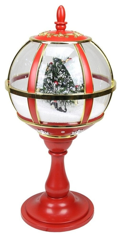 23.5" Red and Gold Musical Christmas Tree Holiday Street Lamp